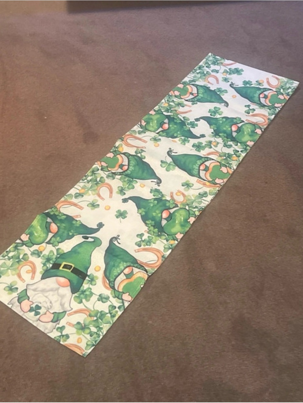 Gnome & Shamrock Table Runner - Green St. Patrick's Day Party Decor